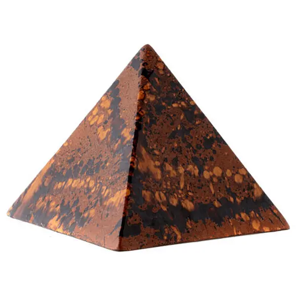 Urne funéraire pyramide marron fantaisie faïence