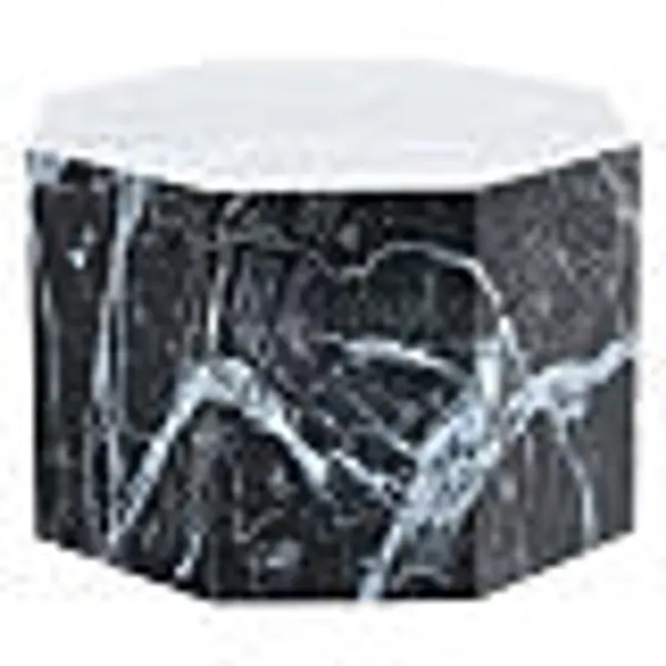 Urne base octogonale lisse effet marbre noir brillant 5L