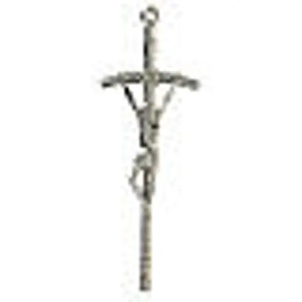 Croix pastorale métal argenté 14 cm