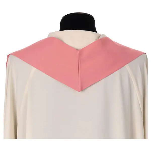 Chasuble liturgique rose 100% polyester Chi-Rho épis raisins