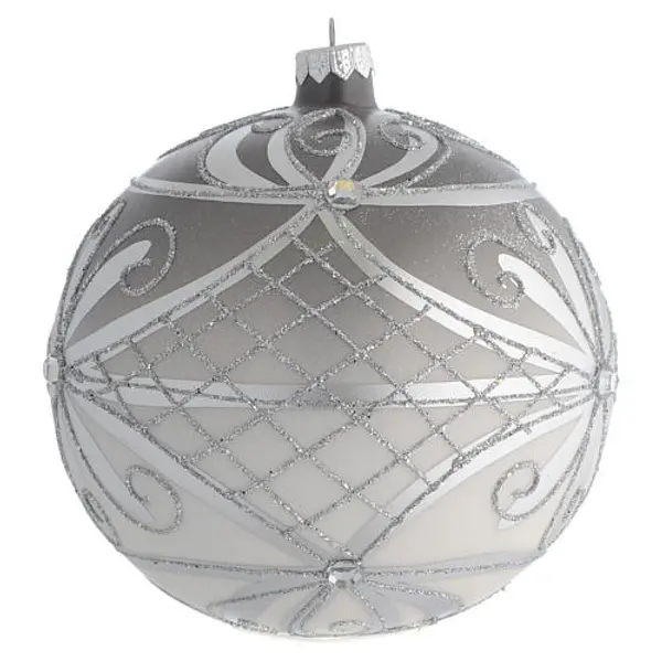 Boule Noël verre soufflé mat argent 150 mm