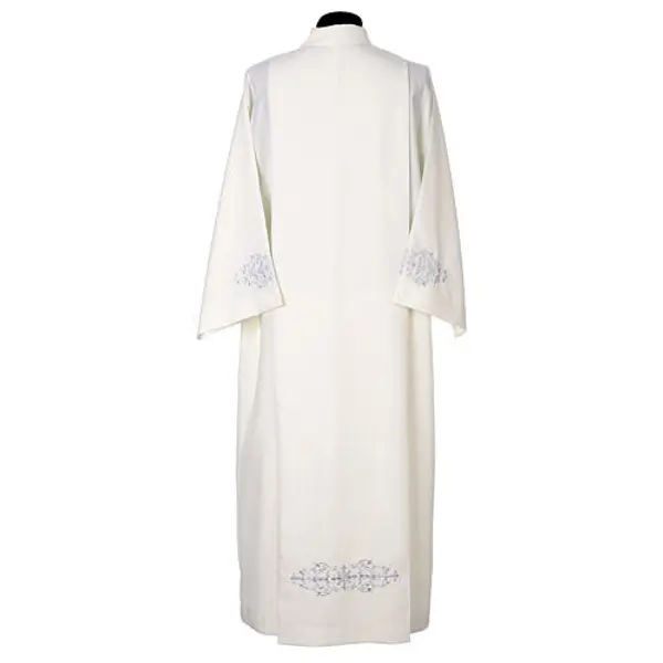 Aube plis broderie colombes gris clair