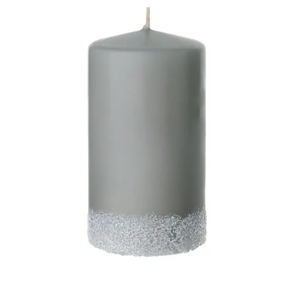 Ensemble 4 bougies gris perle décorées d'arbres enneigés 13x7 cm