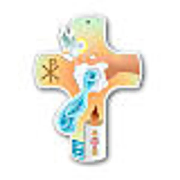 Croix en résine Baptême 12x10 cm