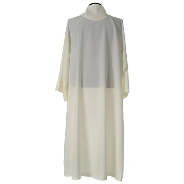 Aube ivoire microfibre polyester évasée avec fausse capuche