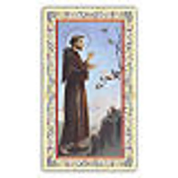 Image de dévotion St François prêchant aux oiseaux 10x5 cm