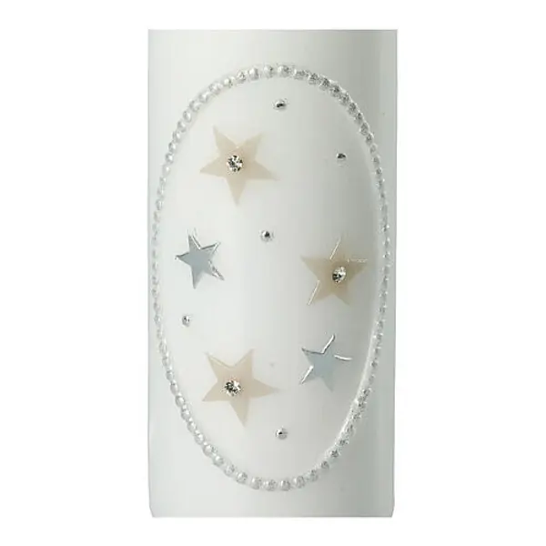 Bougie Noël étoiles argent or 165x60 mm