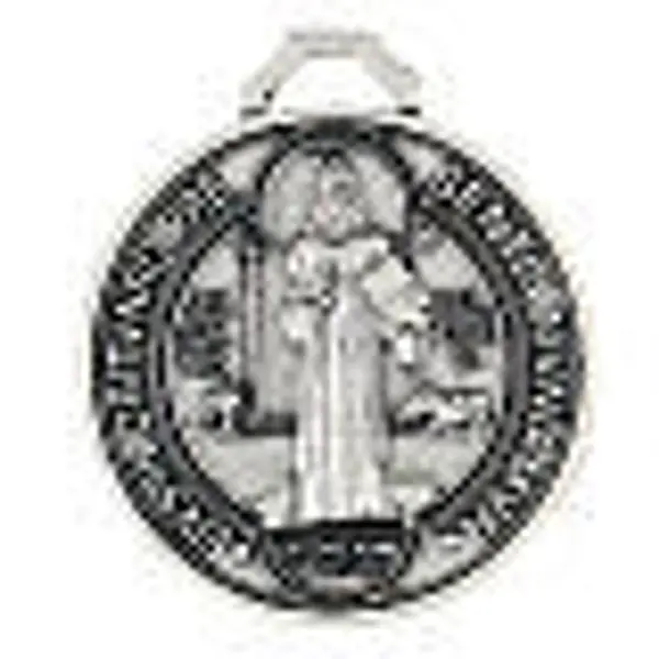 Médaille St Benoît zamak argenté 55 mm