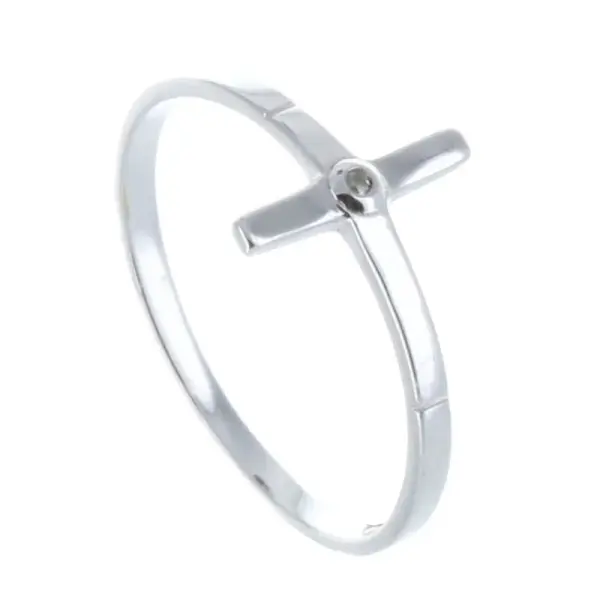 Bague Argent avec une croix et un strass