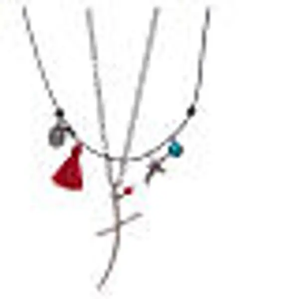 Collier chaîne avec croix stylisée et gland rouge