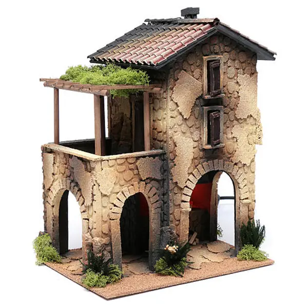 Taverne avec fumée crèche 39x30x23 cm