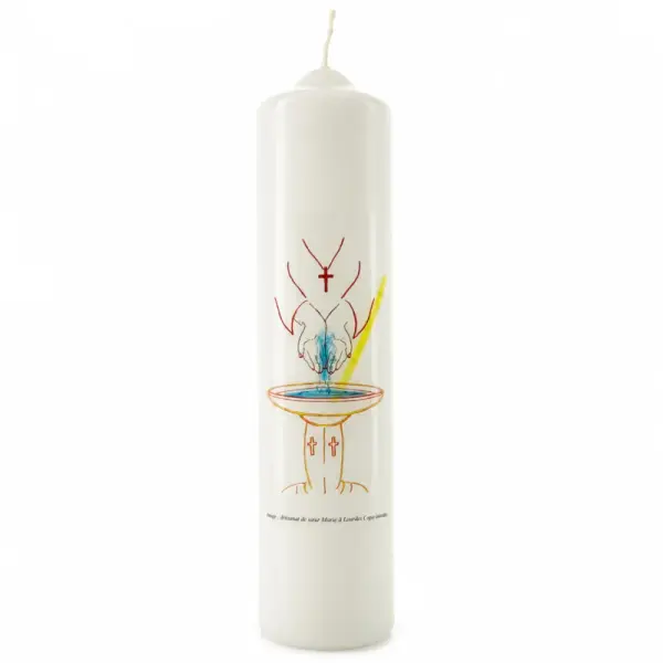 Bougie blanche de baptême décorée 5x20cm