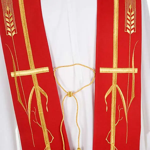 Étole de prêtre croix épi raisin