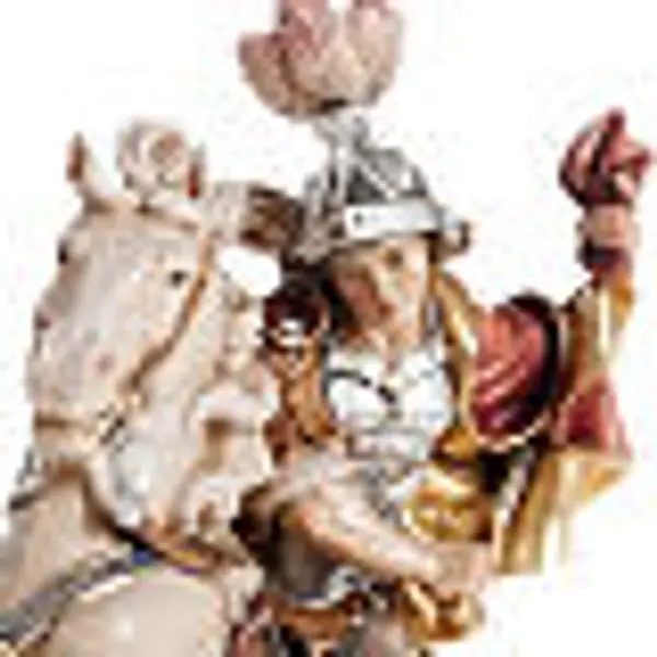 Statue bois St Martin et le pauvre peinte
