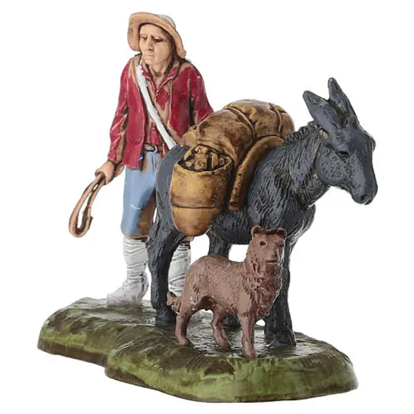 Homme avec âne pour crèche Moranduzzo 6 cm