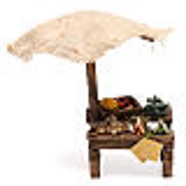 Banc crèche avec parasol et légumes 16x10x12 cm