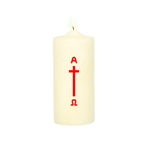 Cierge de baptême 11 cm "Alpha Oméga" blanc cassé (x18)