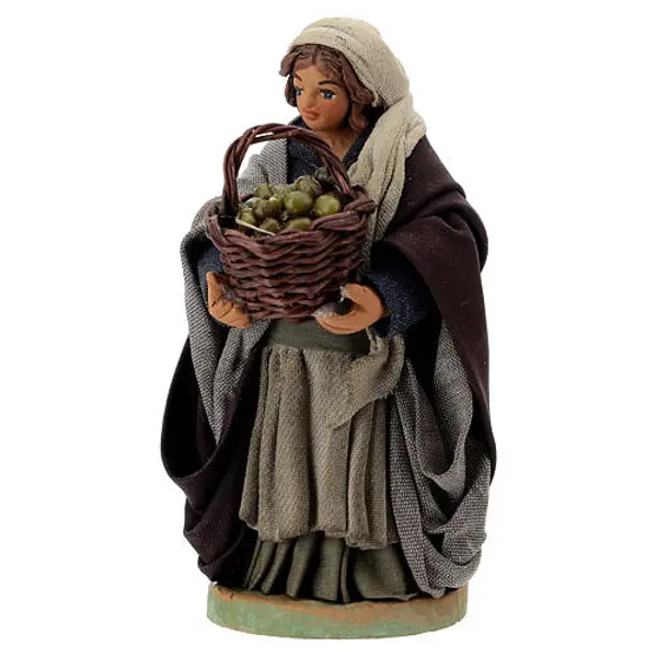 Femme panier olives en main 10 cm crèche Naples