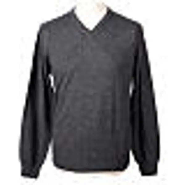 Pull en jersey anthracite col en V 10% cachemire 40% laine mérinos In Primis
