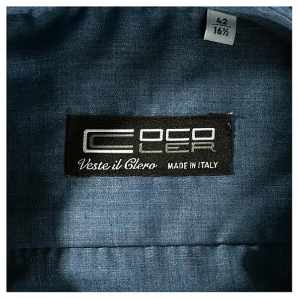Chemise col clergy manches courtes effet jeans Cococler