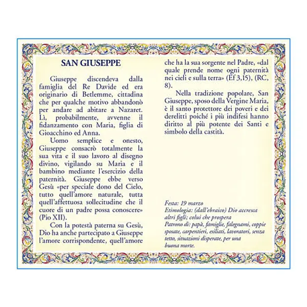 Médaille Chaîne Carte St Joseph prière ITA