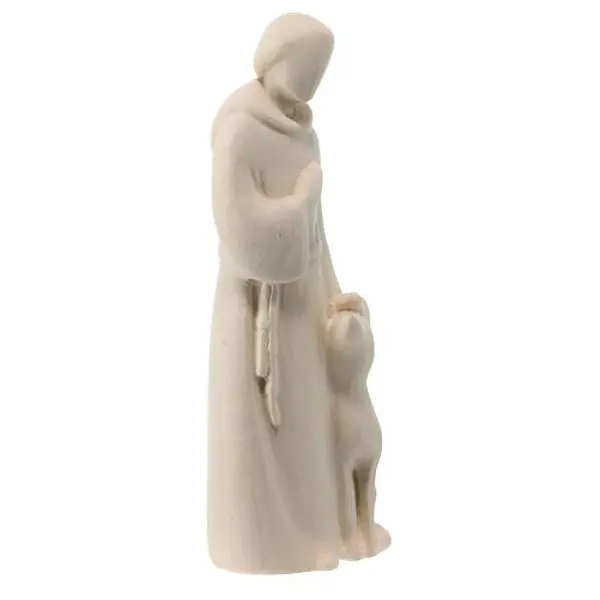 Saint François avec loup statue statue moderne Val Gardena bois érable naturel