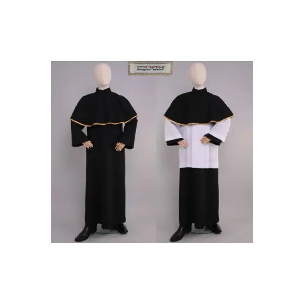 Aube noire pour lecteurs et servants d’autel avec col AM/cza + surplis