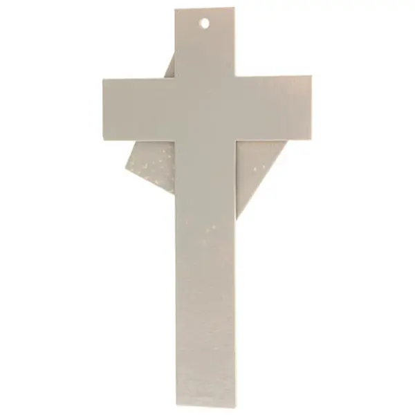 Crucifix moderne Clair de Lune verre de Murano taupe 25x15 cm