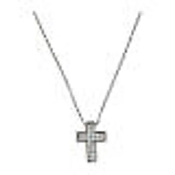 Collier Crucis zircons blancs Benedictus argent 925 rhodié