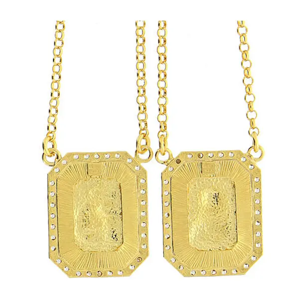 Scapulaire argent 925 doré avec zircons