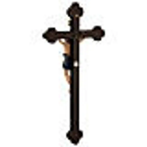 Crucifix coloré Léonard croix vieillie baroque