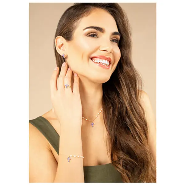 Bracelet Lumae Patronus Benedictus zircons violets argent 925 doré