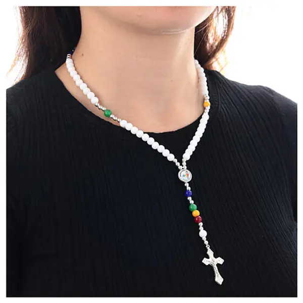 Chapelet collier Jubilé 2025 pierres semi-précieuses