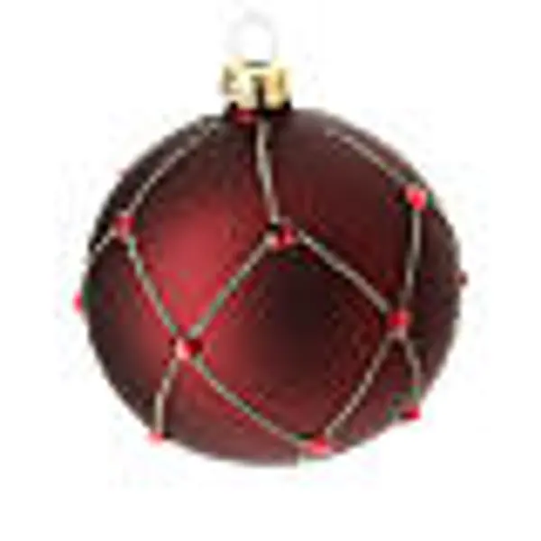 Boule Noël verre rouge pierres 80 mm