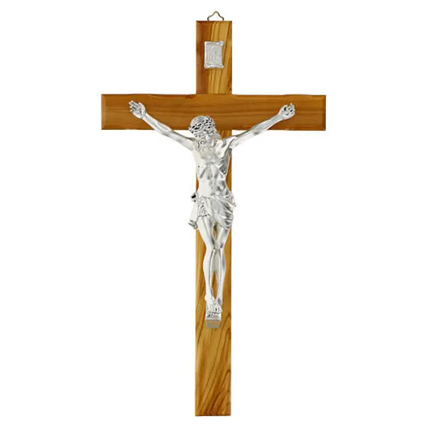 Crucifix olivier Chirst finition argent Valenti 35 cm