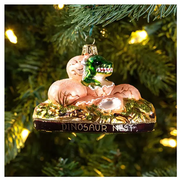 Nid oeufs de dinosaure décoration sapin Noël verre soufflé