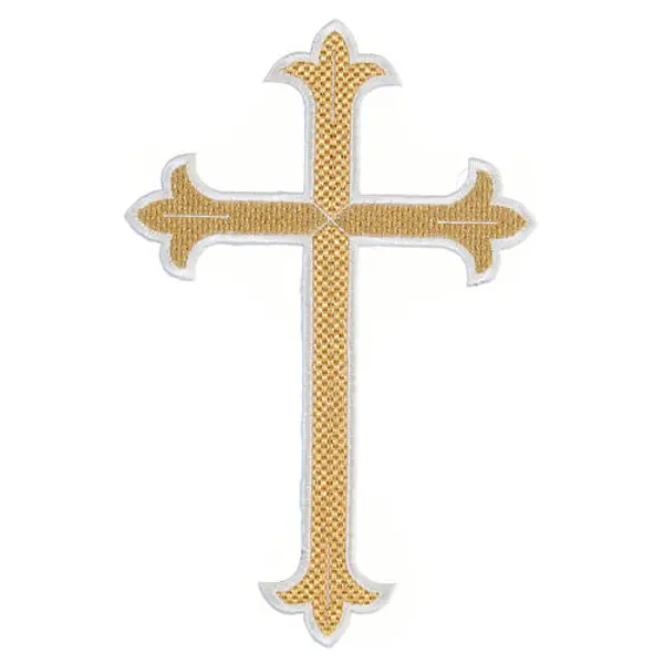 Croix trilobée application à repasser vêtements liturgiques 4 couleurs 24x15 cm