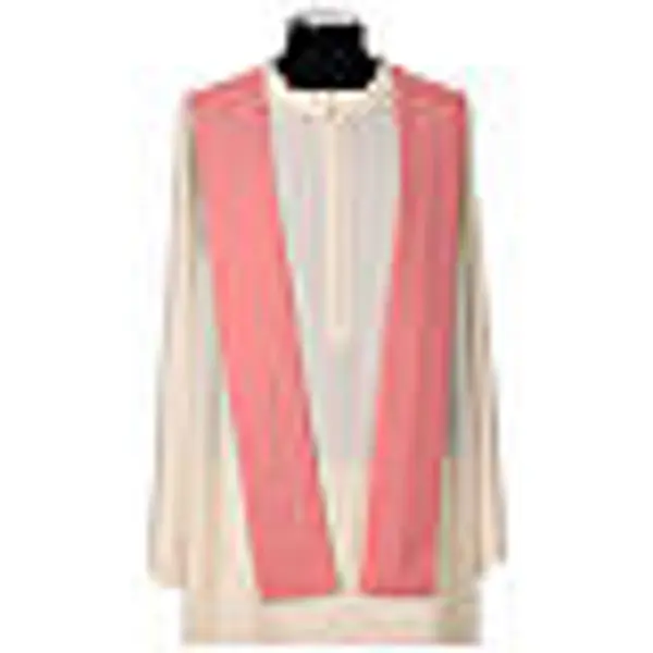 Chasuble liturgique rose 100% polyester Chi-Rho épis raisins