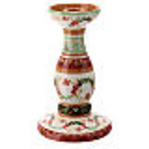 Bougeoir haut terre cuite Deruta décoration rose diamètre 2 cm