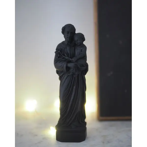 Statue Saint Joseph et l'Enfant Jésus | Résine noire