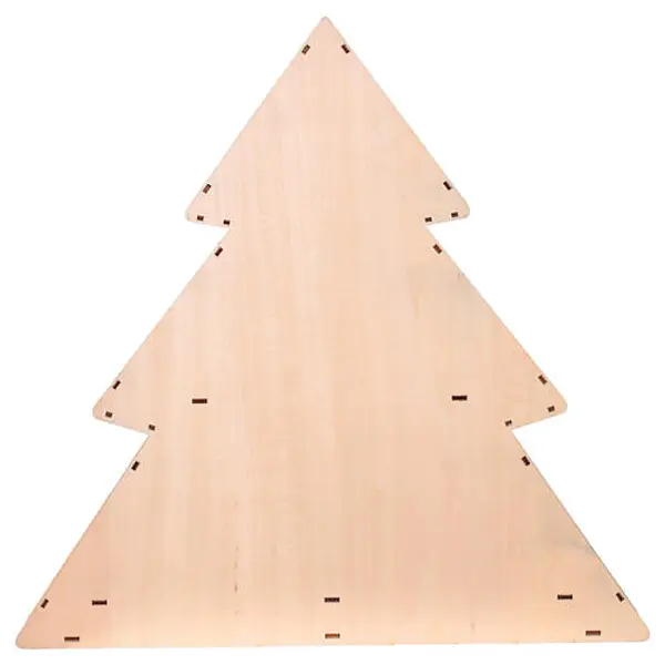Village de Noël arbre en bois illuminé LED 45x45x7 cm à piles