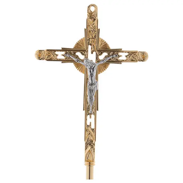 Croix de procession laiton doré 200x35 cm