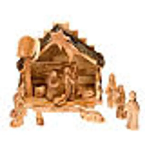 Crèche bois d'olivier de Bethléem cm 8