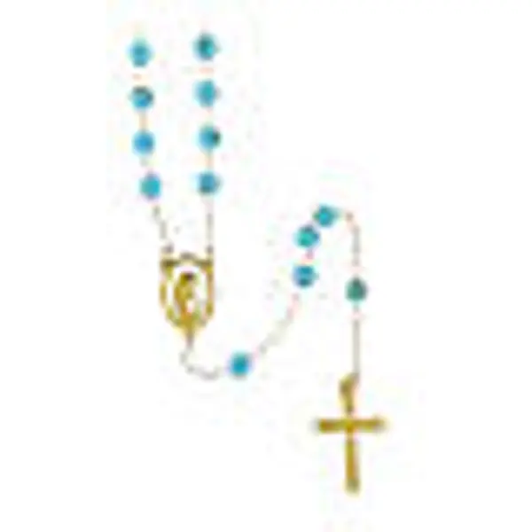 Chapelet en pierre turquoise 2 mm or