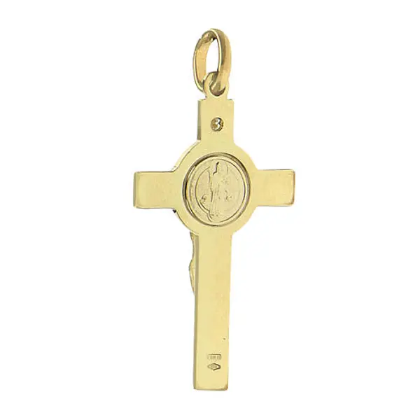 Croix Saint Benoît or 14K et diamant 4,5x2,5 cm 5,52 g