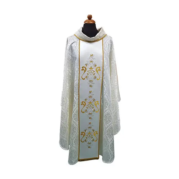 Chasuble ivoire mariale damassée