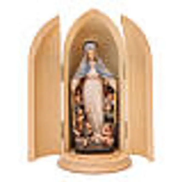 Statue Notre Dame de la Protection dans niche bois peint