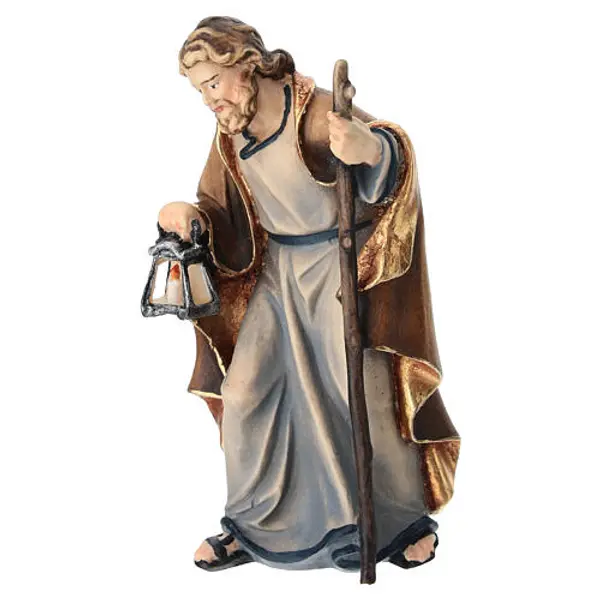 Saint Joseph pour crèche Mahlknecht de 12 cm bois peint Val Gardena