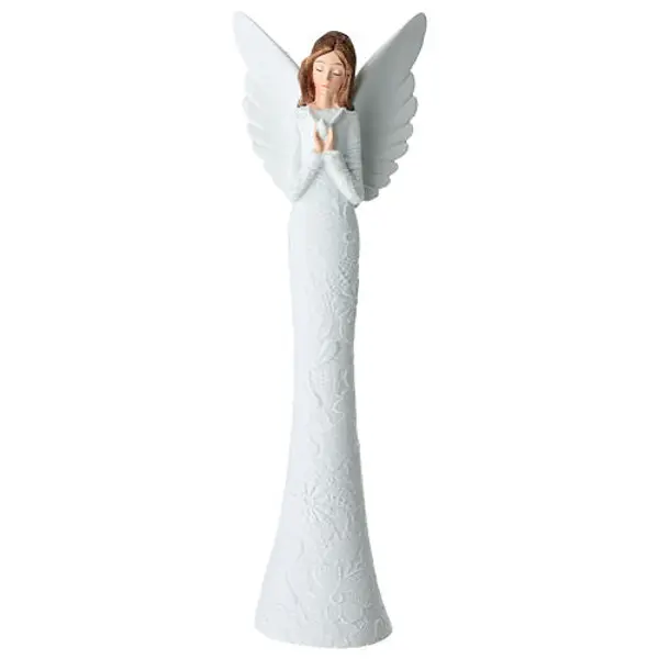 Ange habillé de fleurs en relief en plastique 15 cm