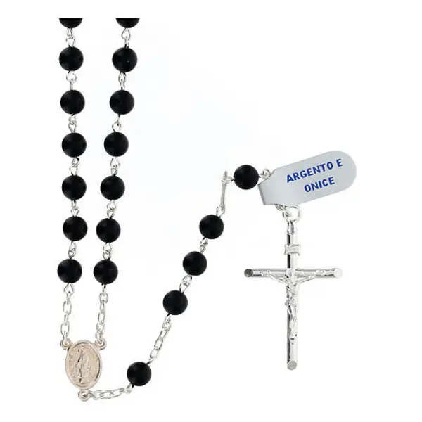 Chapelet collier Vierge Miraculeuse onyx